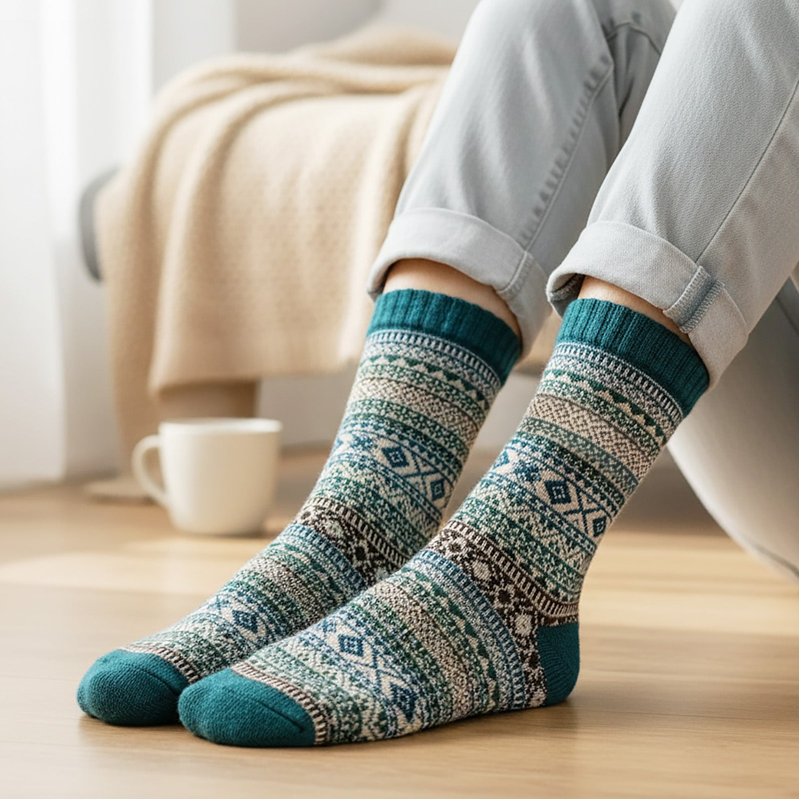 Wrapables Women's Nordic Winter Warm Crew Wool Socks (Set of 5)