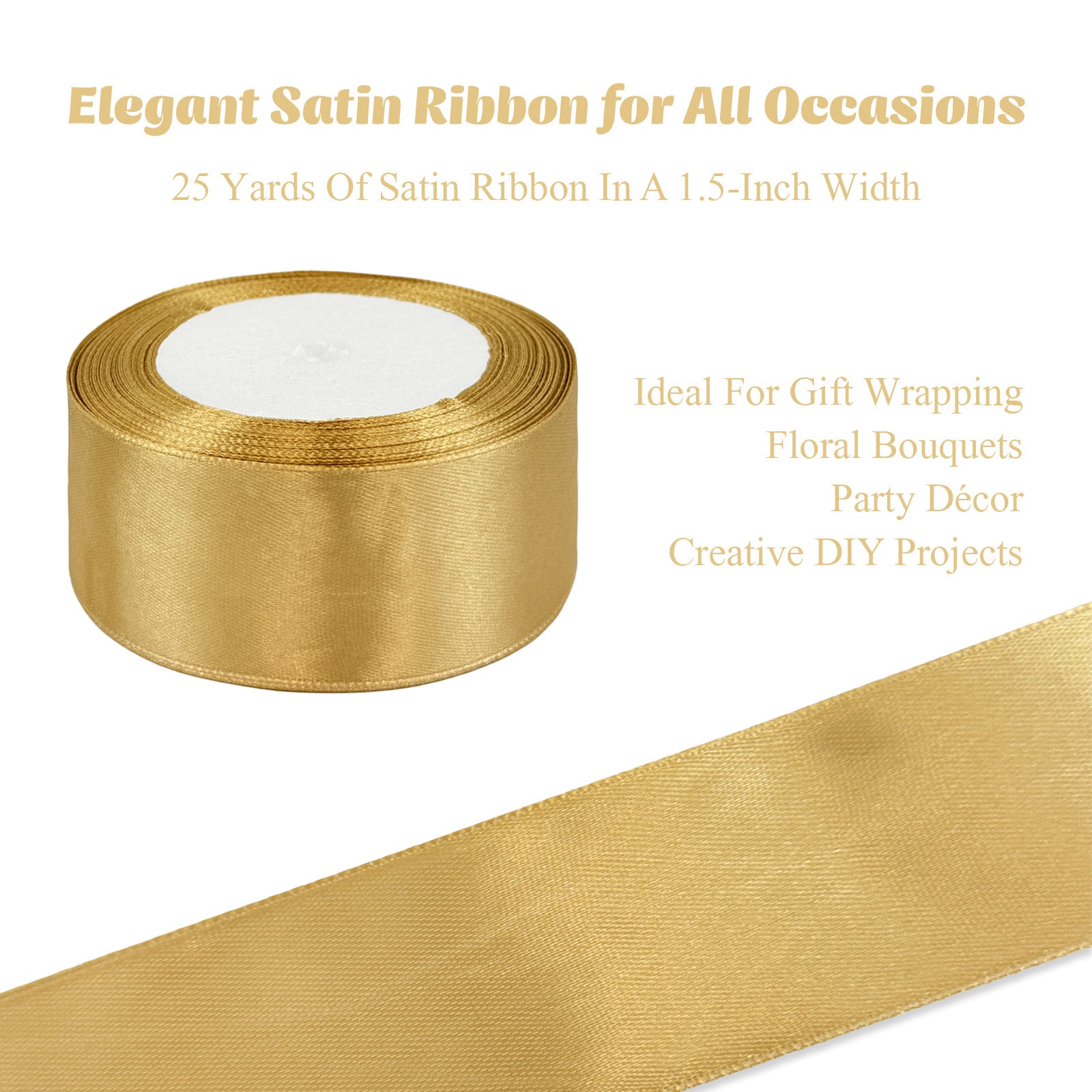 Wrapables Christmas Satin Ribbon for Holiday Gift Wrapping, Weddings, Ribbon Bow, Floral Bouquets, DIY Crafts, 1.5 Inch x 25 Yards