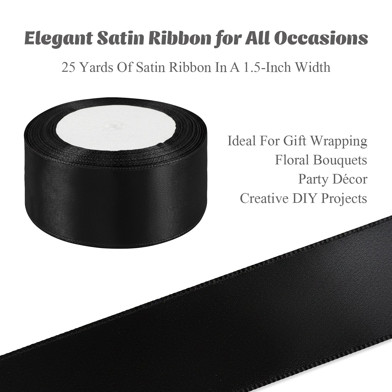 Wrapables Christmas Satin Ribbon for Holiday Gift Wrapping, Weddings, Ribbon Bow, Floral Bouquets, DIY Crafts, 1.5 Inch x 25 Yards