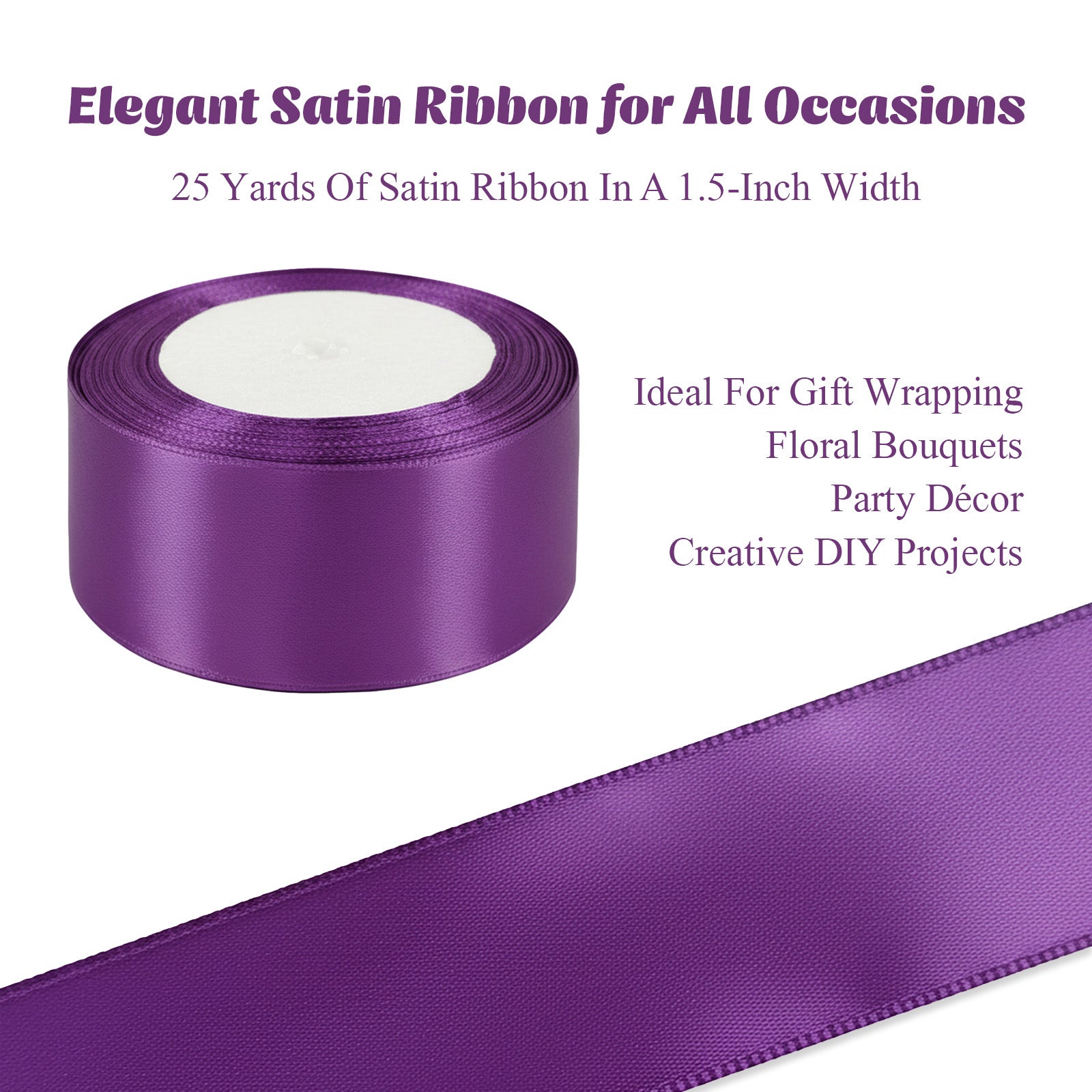 Wrapables Christmas Satin Ribbon for Holiday Gift Wrapping, Weddings, Ribbon Bow, Floral Bouquets, DIY Crafts, 1.5 Inch x 25 Yards