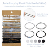 Wrapables Boho Hair Tie Bracelets for Women, No Damage Elastic Hair Bands, Hair Accessories for Thick and Thin Ponytails (20pcs)
