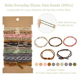 Wrapables Boho Hair Tie Bracelets for Women, No Damage Elastic Hair Bands, Hair Accessories for Thick and Thin Ponytails (20pcs)