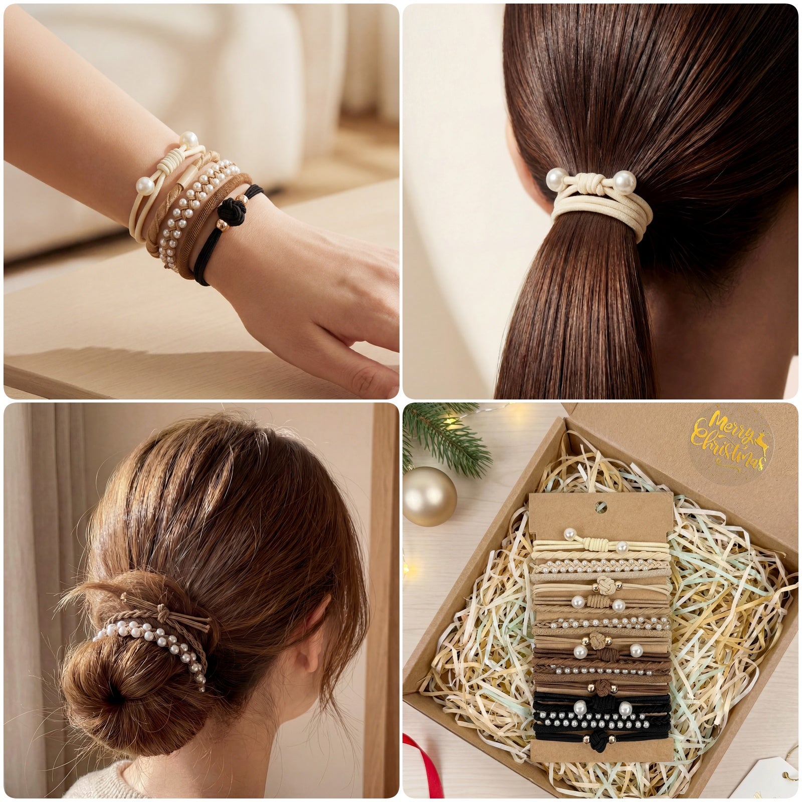 Wrapables Boho Hair Tie Bracelets for Women, No Damage Elastic Hair Bands, Hair Accessories for Thick and Thin Ponytails (20pcs)