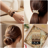 Wrapables Boho Hair Tie Bracelets for Women, No Damage Elastic Hair Bands, Hair Accessories for Thick and Thin Ponytails (20pcs)