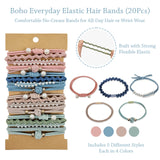 Wrapables Boho Hair Tie Bracelets for Women, No Damage Elastic Hair Bands, Hair Accessories for Thick and Thin Ponytails (20pcs)