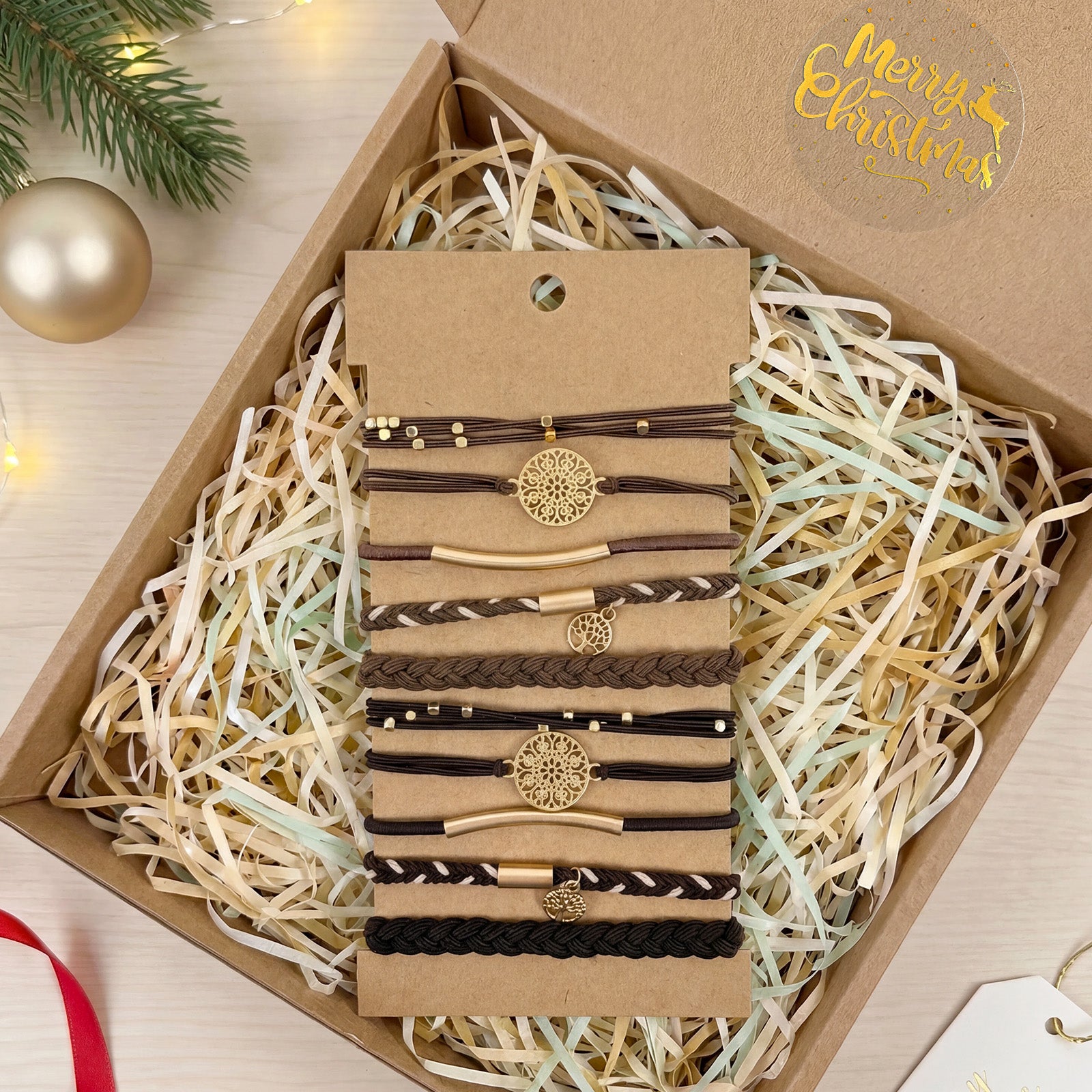 Wrapables Charms and Braided Boho Hair Tie Bracelets for Women, No Damage Elastic Hair Bands, Hair Accessories for Ponytails (10pcs)