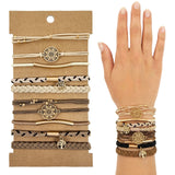 Wrapables Charms and Braided Boho Hair Tie Bracelets for Women, No Damage Elastic Hair Bands, Hair Accessories for Ponytails (10pcs)