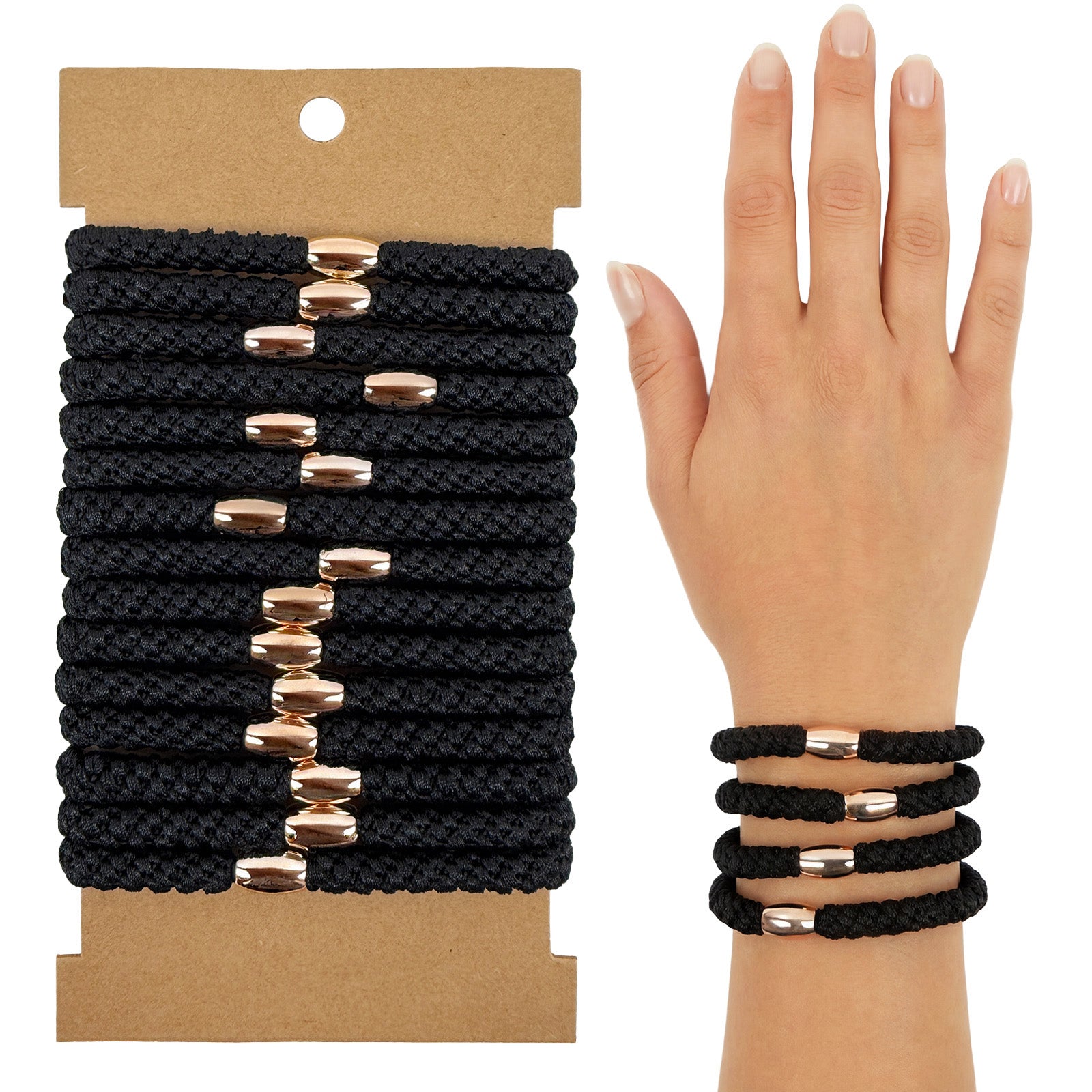 Wrapables Braided Elastic Hair Ties for Women, No Damage Hairbands for Thick Ponytails (15pcs)