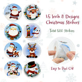 Wrapables 1.5 Inch Christmas Stickers Label Roll, Christmas Stickers for Sealing Cards, Envelopes, Gift Boxes, Party Favors (500pcs), Silly Santa