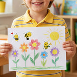 Wrapables 1.5 Inch Sticker Roll, Stickers for Sealing Cards, Envelopes, Gift Boxes, Festive Party Favors (500pcs), Busy Bees