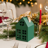 Wrapables Festive Christmas House Shaped Gift Boxes with Ribbons for Weddings, Housewarming, Cookies, Candies, Treats, Party Favors