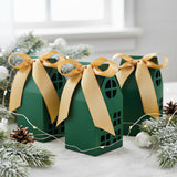 Wrapables Festive Christmas House Shaped Gift Boxes with Ribbons for Weddings, Housewarming, Cookies, Candies, Treats, Party Favors