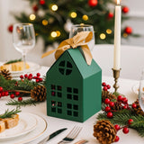 Wrapables Festive Christmas House Shaped Gift Boxes with Ribbons for Weddings, Housewarming, Cookies, Candies, Treats, Party Favors