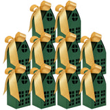 Wrapables Festive Christmas House Shaped Gift Boxes with Ribbons for Weddings, Housewarming, Cookies, Candies, Treats, Party Favors