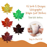 Wrapables Holographic Fall and Thanksgiving Sticker Roll for Sealing Envelopes, Gift Boxes, Journal, Autumn Party Decor (500pcs), Maple Leaf