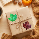Wrapables Holographic Fall and Thanksgiving Sticker Roll for Sealing Envelopes, Gift Boxes, Journal, Autumn Party Decor (500pcs), Maple Leaf