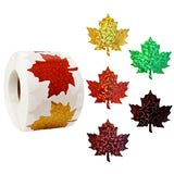 Wrapables Holographic Fall and Thanksgiving Sticker Roll for Sealing Envelopes, Gift Boxes, Journal, Autumn Party Decor (500pcs), Maple Leaf