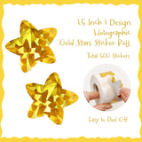 Wrapables 1.5 Inch Holographic Sticker Roll, for Sealing Envelopes, Gift Boxes, Journal, Party Decor and Supplies (500pcs), Gold Stars