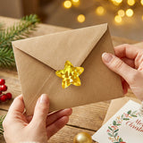 Wrapables 1.5 Inch Holographic Sticker Roll, for Sealing Envelopes, Gift Boxes, Journal, Party Decor and Supplies (500pcs), Gold Stars