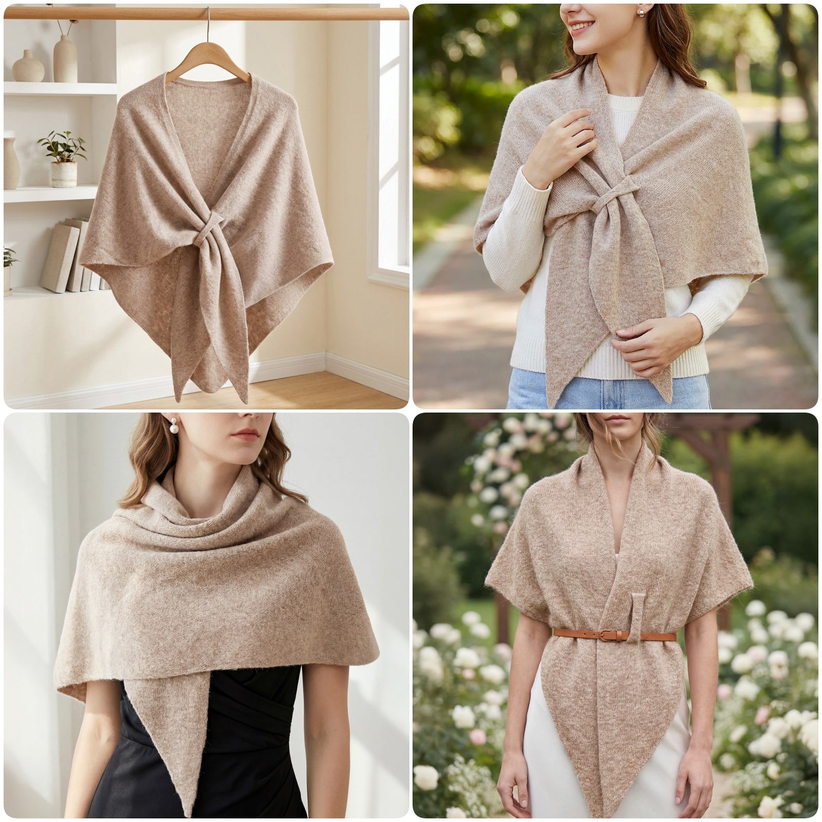 Wrapables Thick Wool Blend Triangle Winter Scarf Shawl for Women