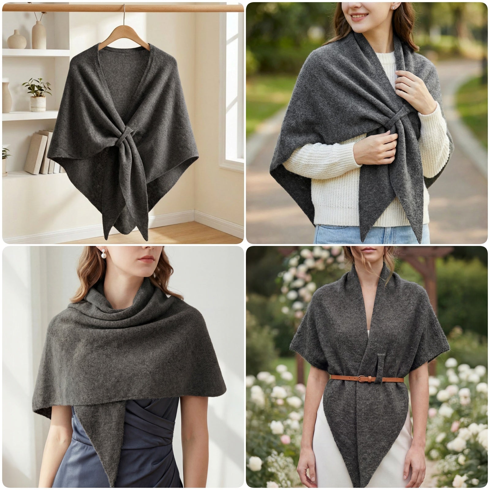Wrapables Thick Wool Blend Triangle Winter Scarf Shawl for Women