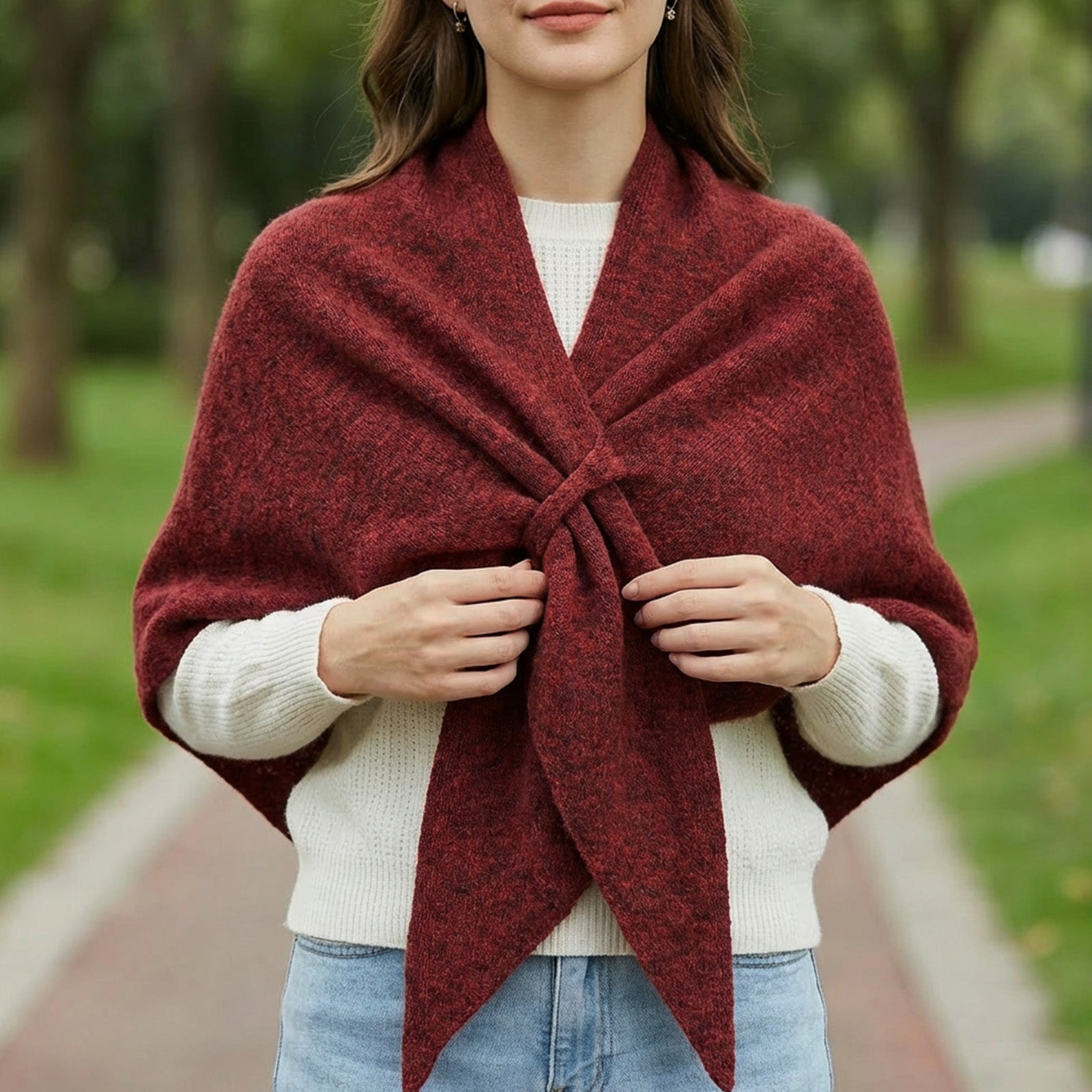 Wrapables Thick Wool Blend Triangle Winter Scarf Shawl for Women