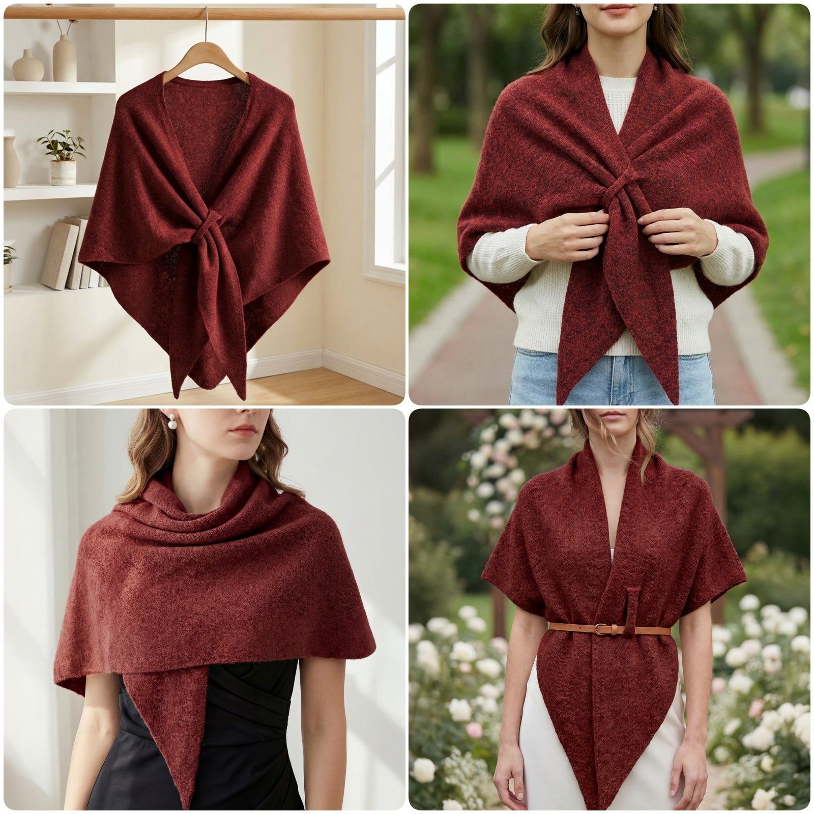 Wrapables Thick Wool Blend Triangle Winter Scarf Shawl for Women