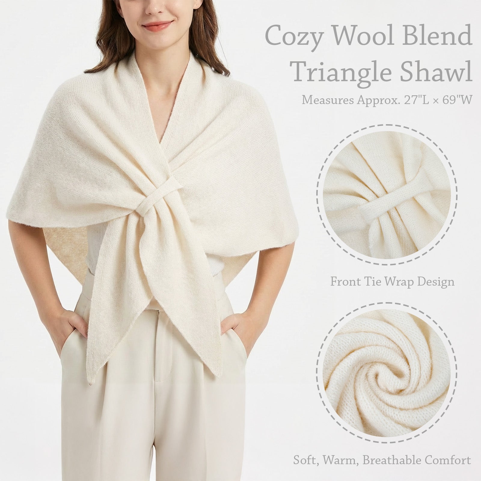 Wrapables Thick Wool Blend Triangle Winter Scarf Shawl for Women