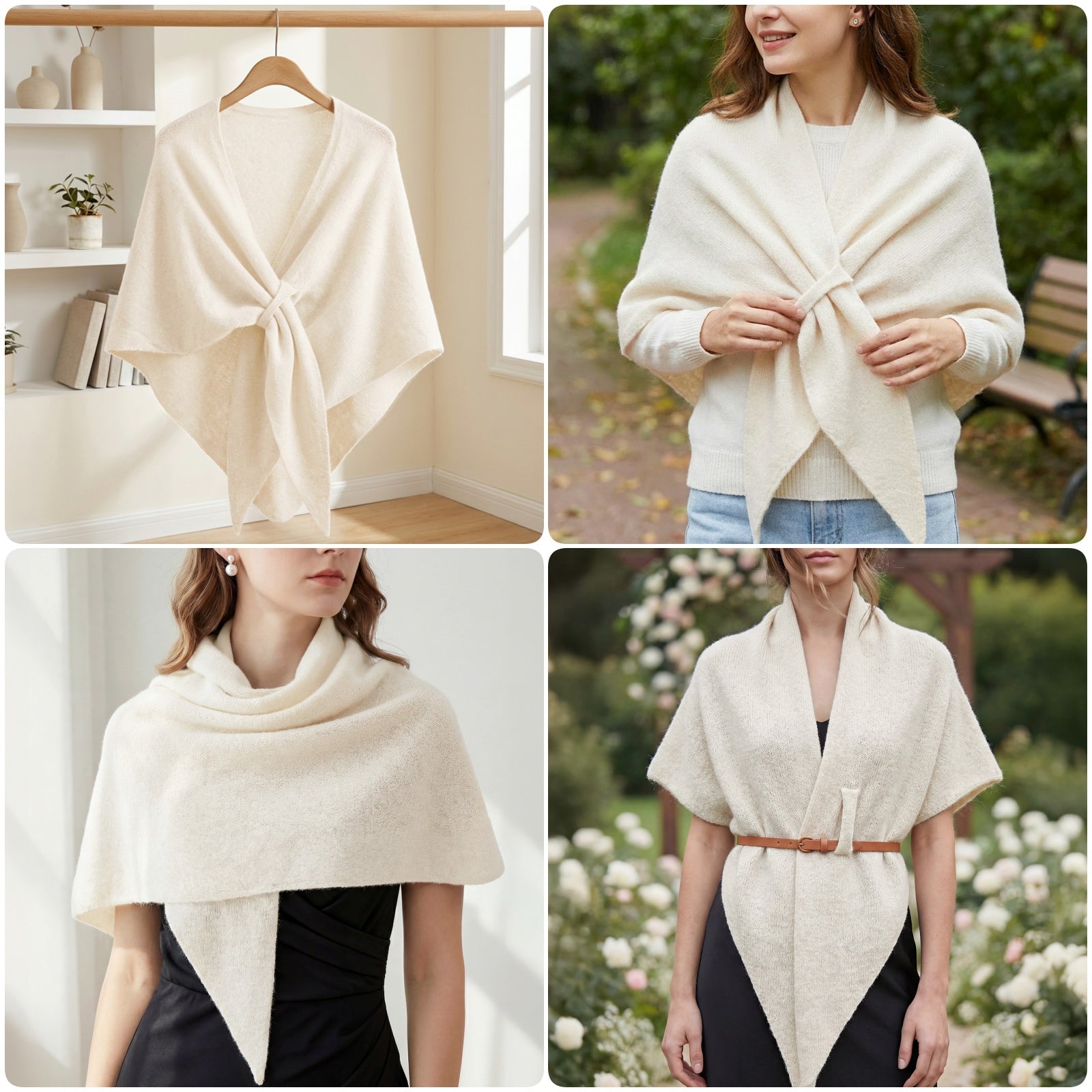 Wrapables Thick Wool Blend Triangle Winter Scarf Shawl for Women