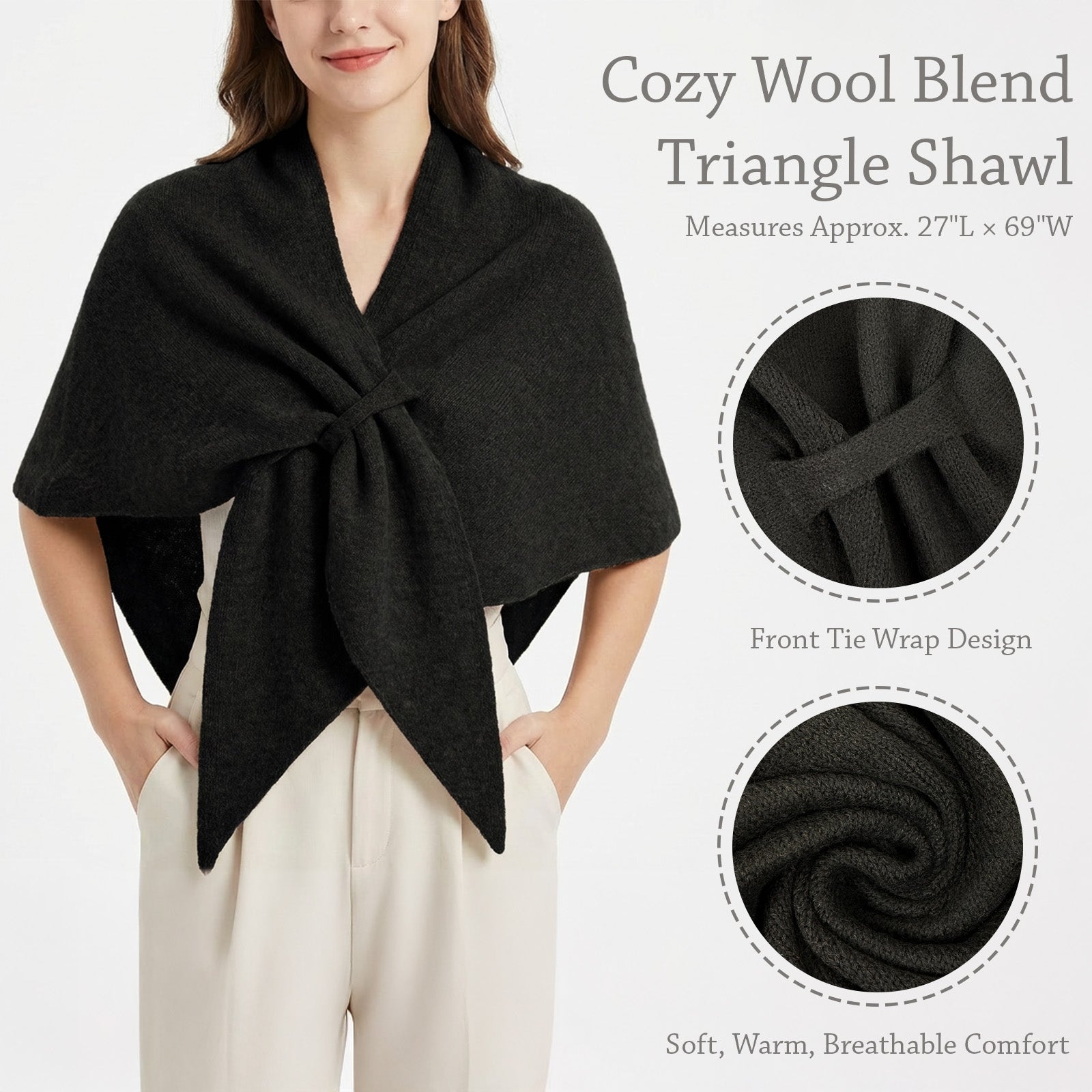 Wrapables Thick Wool Blend Triangle Winter Scarf Shawl for Women