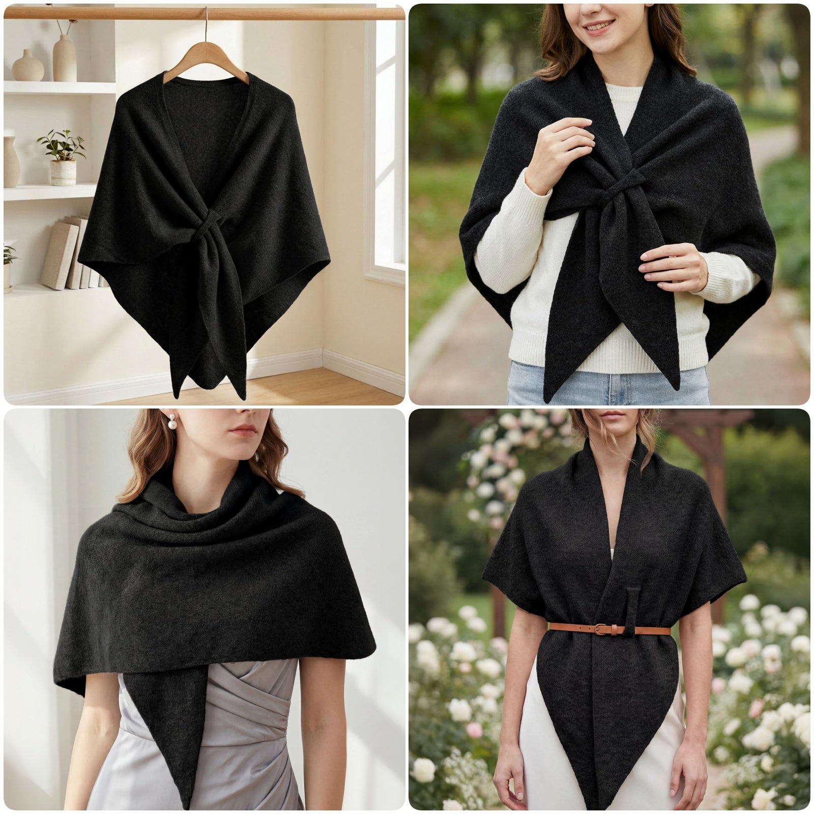 Wrapables Thick Wool Blend Triangle Winter Scarf Shawl for Women