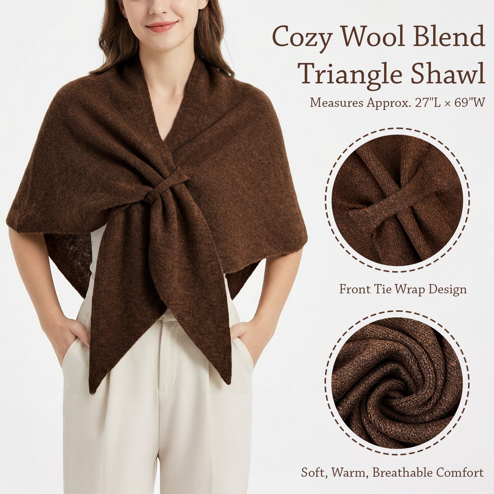 Wrapables Thick Wool Blend Triangle Winter Scarf Shawl for Women