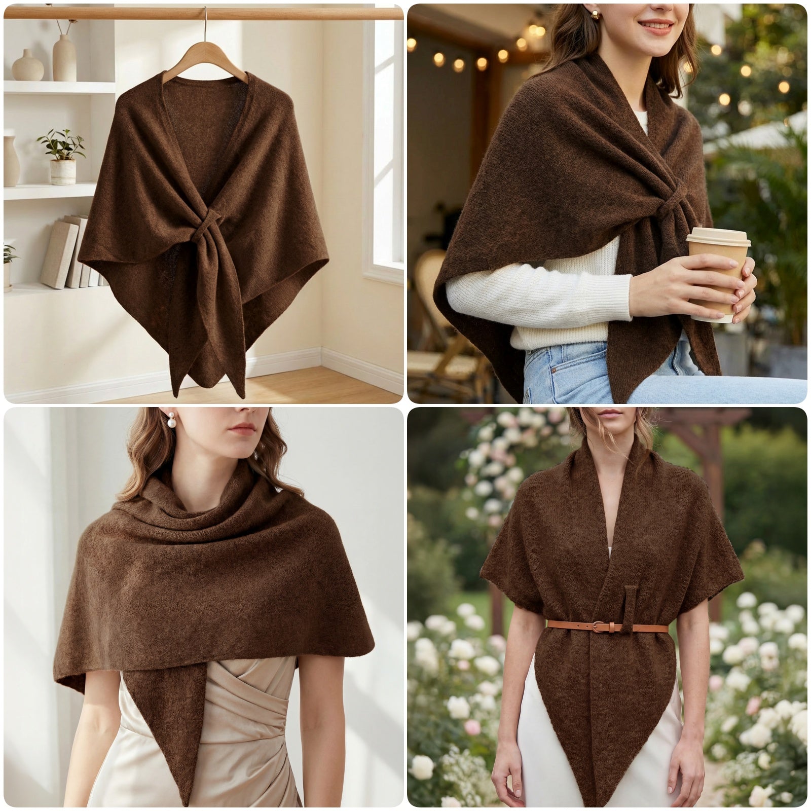 Wrapables Thick Wool Blend Triangle Winter Scarf Shawl for Women