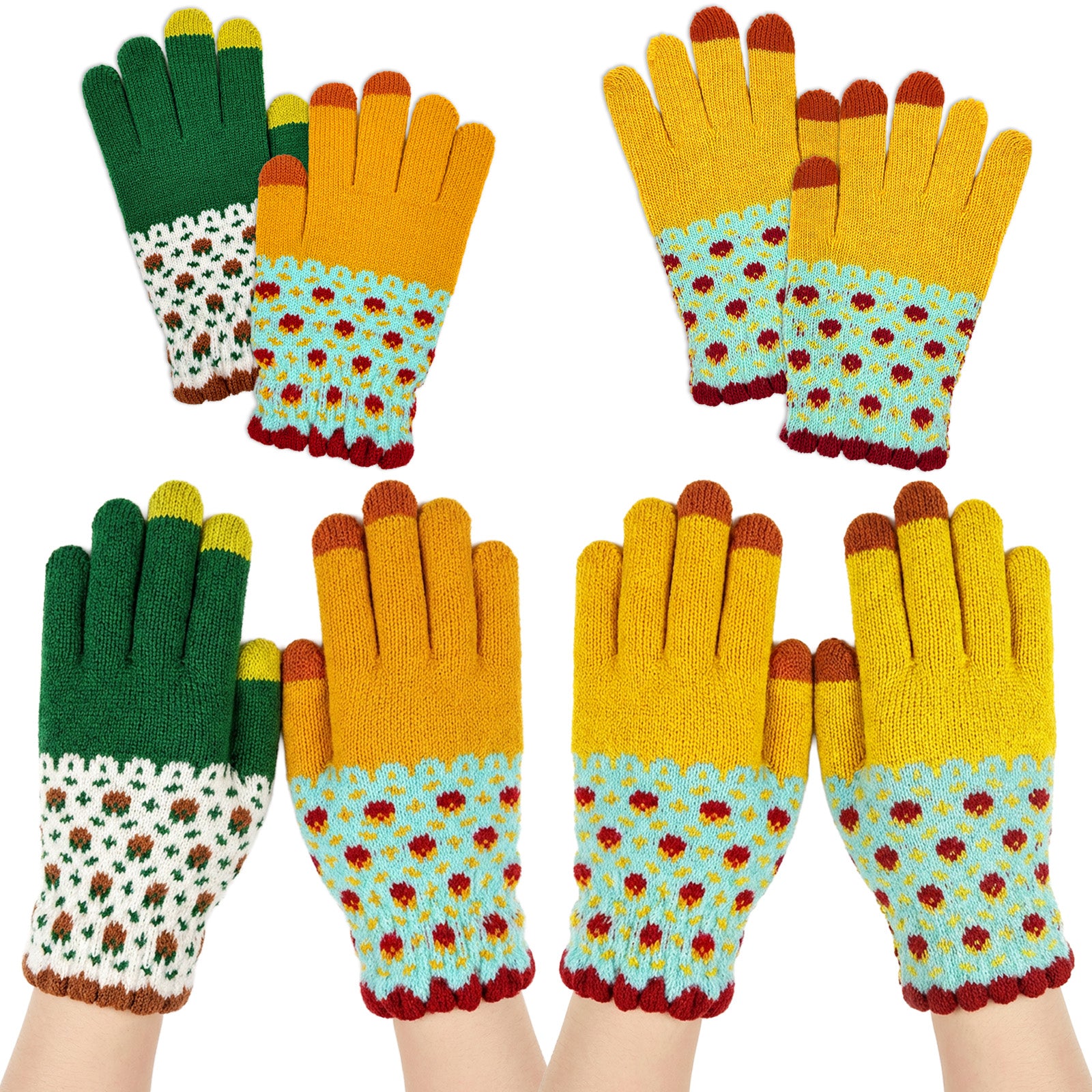 Wrapables Cold Weather Touchscreen Texting Gloves for Women (Set of 2)