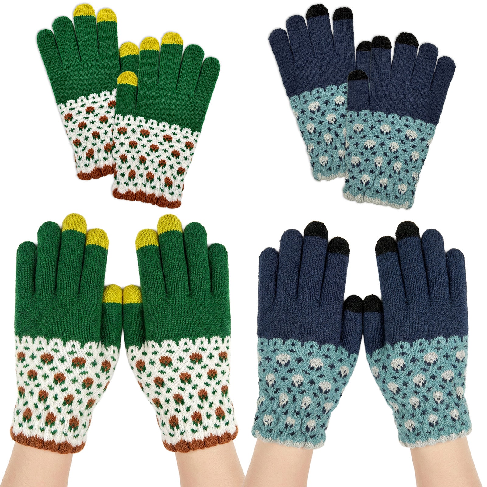 Wrapables Cold Weather Touchscreen Texting Gloves for Women (Set of 2)