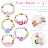 Wrapables Girls Princess Dress-Up Beaded Bracelet Jewelry for Party Favors, Goodie Bags, Birthday Parties (Set of 5)