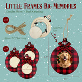 Wrapables Christmas Holiday Buffalo Plaid Wooden Photo Frame Ornaments with Jute String (Set of 12)