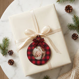 Wrapables Christmas Holiday Buffalo Plaid Wooden Photo Frame Ornaments with Jute String (Set of 12)