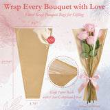 Wrapables Flower Bouquet Bags, Kraft Paper Floral Wrapping Sleeves for Valentines, Mothers Day, Weddings (50pcs)