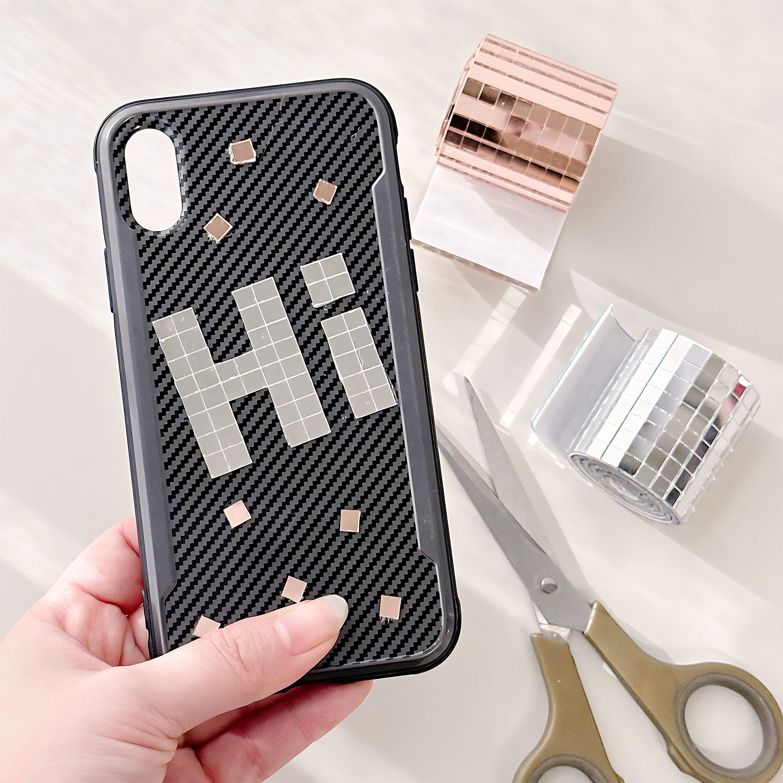 Wrapables 5mm x 5mm Self Adhesive Mosaic Glass Mirror Tile Stickers, 1592pcs for Arts and Crafts, Home Decoration, Silver