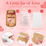 Wrapables 48pk Valentines Day Card Set, Mason Jar Happy Valentines Cards with Party Favor Bags (Candy Not Included)