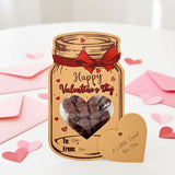 Wrapables 48pk Valentines Day Card Set, Mason Jar Happy Valentines Cards with Party Favor Bags (Candy Not Included)