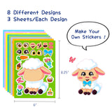 Wrapables Make Your Own Sticker Sheets, DIY Make a Face Animal, Food, Party Favor Stickers (24 Sheets), Easter Buddies