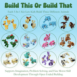 Wrapables Animal Building Blocks Set, 3-in-1 Building Kits for Party Favors, Goodie Bag Stuffer, Stocking Stuffer (Set of 12)
