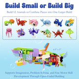 Wrapables Animal Building Blocks Set for Party Favors, Goodie Bag Stuffer, Stocking Stuffer (Set of 12), Ocean Park