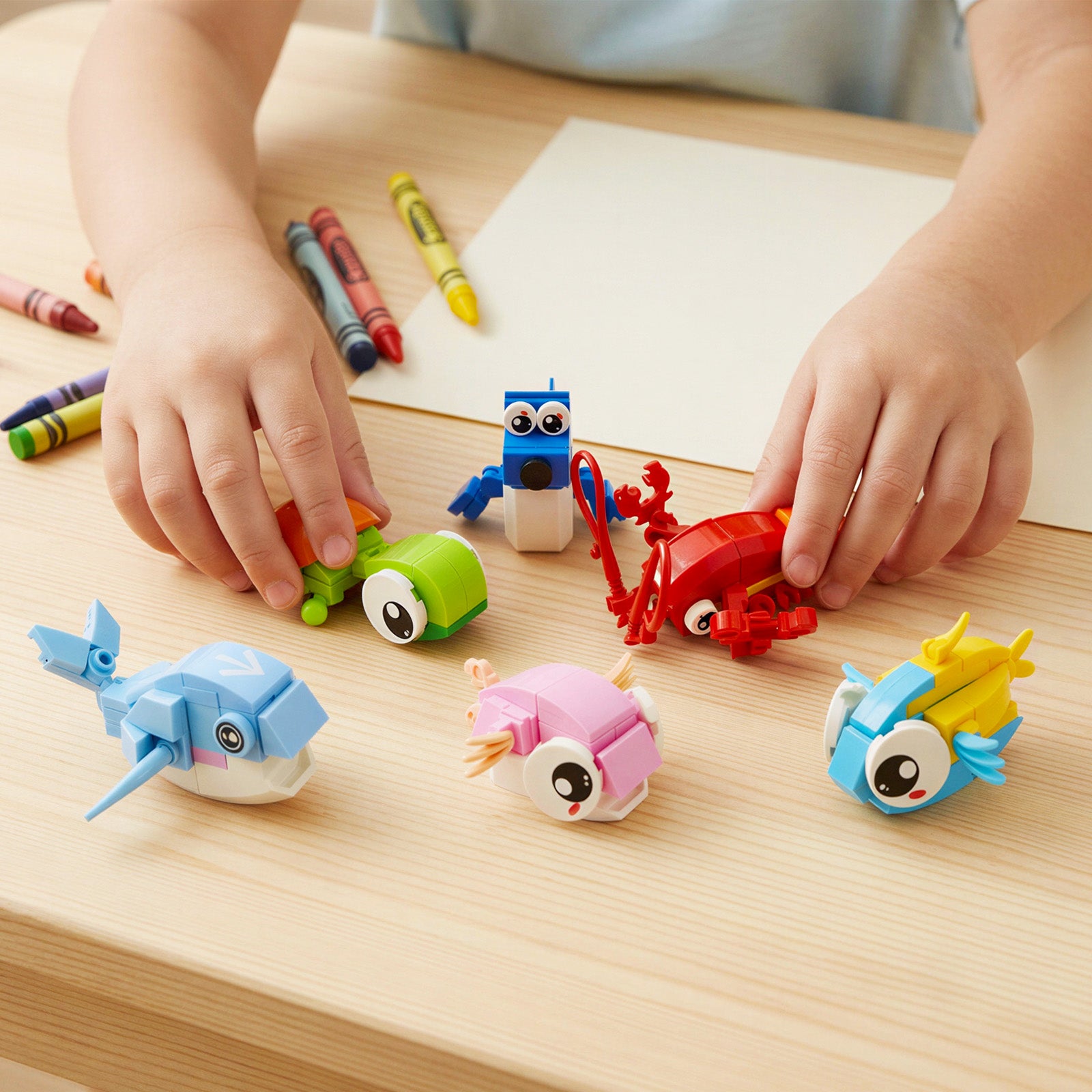 Wrapables Animal Building Blocks Set for Party Favors, Goodie Bag Stuffer, Stocking Stuffer (Set of 12), Ocean Park