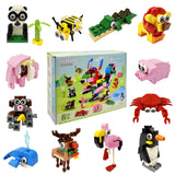 Wrapables Animal Building Blocks Set, Transformable Building Kits for Party Favors, Goodie Bag Stuffer, Stocking Stuffer (Set of 12), Animal World