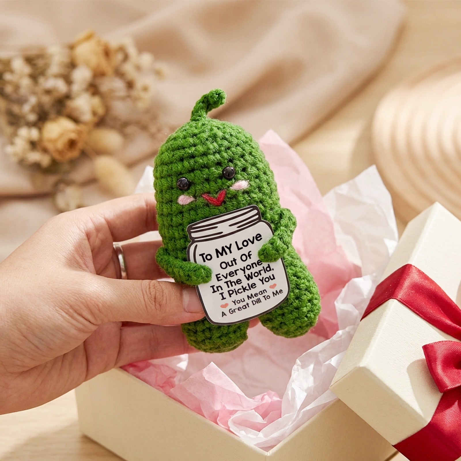 Wrapables Emotional Support and Inspirational Gift, Crochet Doll with Positive Words Card, For Valentines Day, Appreciation, Inspiration