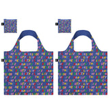 LOQI LOVE LIFE Recycled Reusable Shopping Bag (Set of 2), Blue