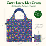 LOQI LOVE LIFE Recycled Reusable Shopping Bag (Set of 2), Blue